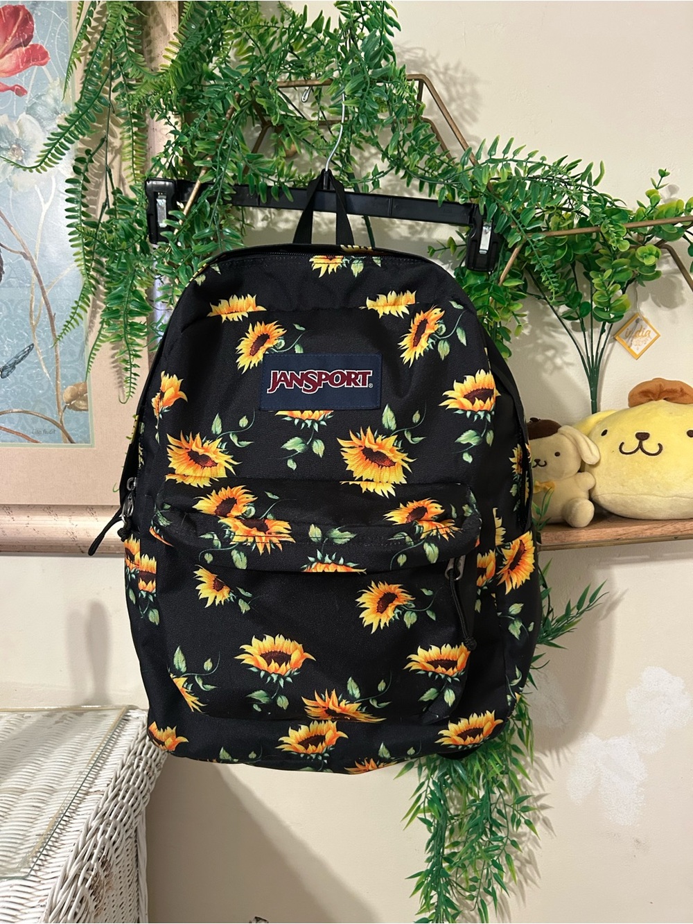 Jansport Black Sunflower Print Backpack